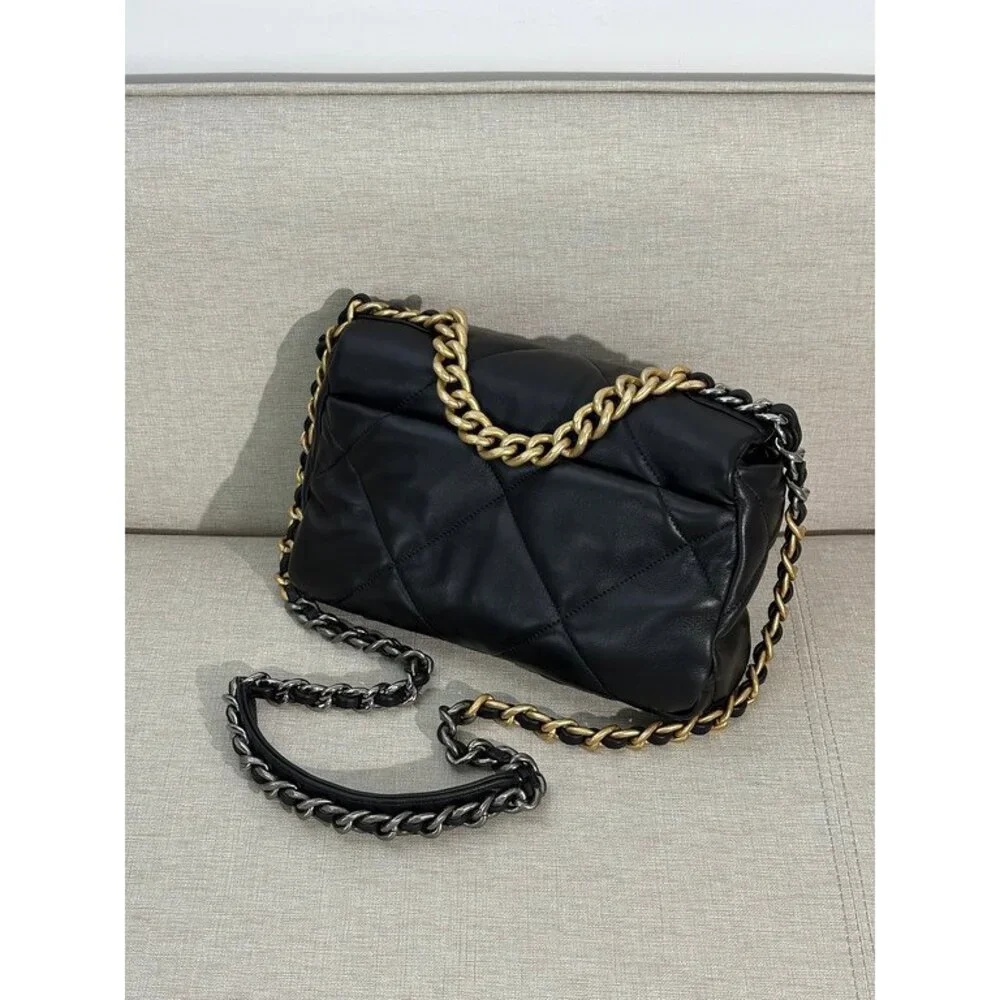 CHANEL Black Lambskin 19 Flap Bag Small Mixed HW - Picture 6 of 16